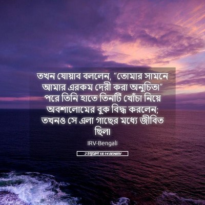 Picture 05 - 2 চমূৱেল 18:14 BENIRV - তখন যোয়াব বললেন, - Bible Verse Picture