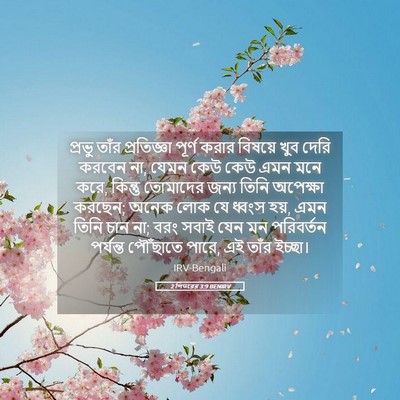 Picture 05 - 2 পিতরের 3:9 BENIRV - প্রভু তাঁর - Bible Verse Picture