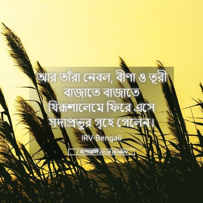 Picture 05 - 2 বংশাৱলি 20:28 BENIRV - আর তাঁরা নেবল, বীণা - Bible Verse Picture