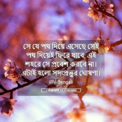 Picture 05 - 2 ৰাজাৱলি 19:33 BENIRV - সে যে পথ দিয়ে - Bible Verse Picture