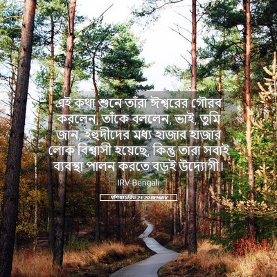 Picture 05 - पশিষ্যচরিত 21:20 BENIRV - এই কথা শুনে তাঁরা - Bible Verse Picture