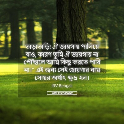 Picture 05 - আদি 19:22 BENIRV - তাড়াতাড়ি! ঐ - Bible Verse Picture