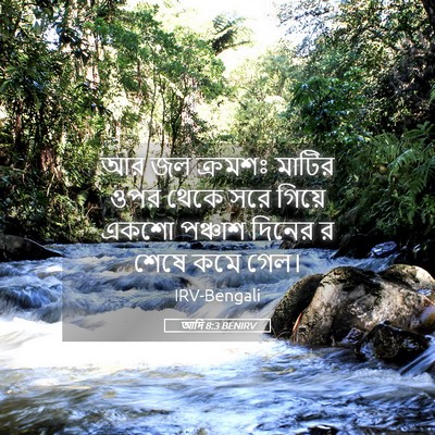 Picture 05 - আদি 8:3 BENIRV - আর জল ক্রমশঃ মাটির - Bible Verse Picture