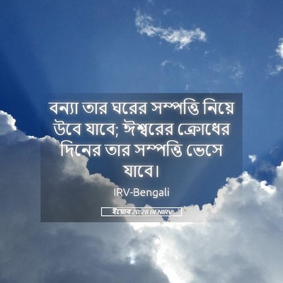 Picture 05 - ইয়োব 20:28 BENIRV - বন্যা তার ঘরের - Bible Verse Picture