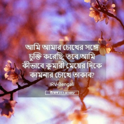 Picture 05 - ইয়োব 31:1 BENIRV - আমি আমার চোখের - Bible Verse Picture