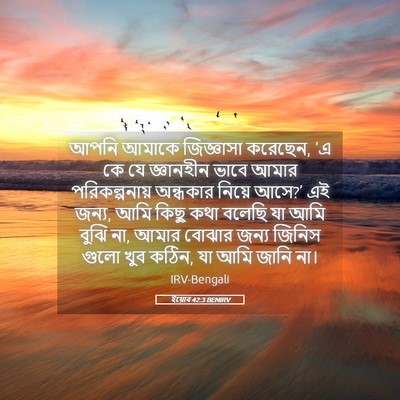 Picture 05 - ইয়োব 42:3 BENIRV - আপনি আমাকে - Bible Verse Picture
