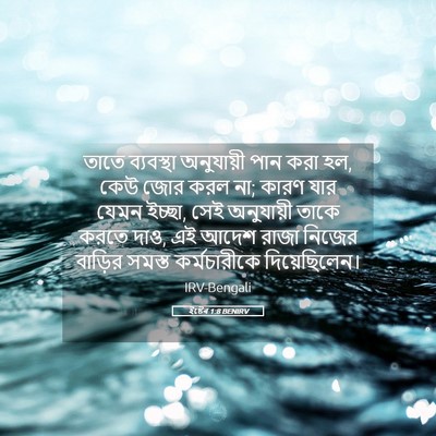 Picture 05 - ইষ্টেৰ 1:8 BENIRV - তাতে ব্যবস্থা - Bible Verse Picture