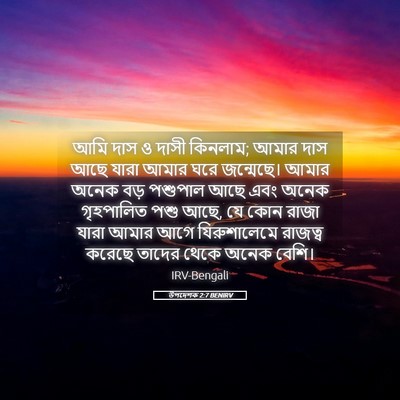 Picture 05 - উপদেশক 2:7 BENIRV - আমি দাস ও দাসী - Bible Verse Picture