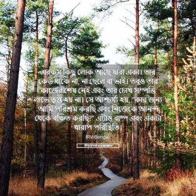 Picture 05 - উপদেশক 4:8 BENIRV - এরকম কিছু লোক আছে - Bible Verse Picture