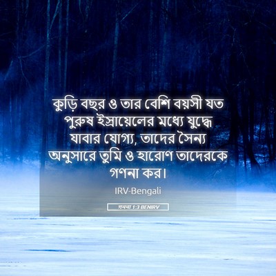 Picture 05 - গননা 1:3 BENIRV - কুড়ি বছর ও তার - Bible Verse Picture