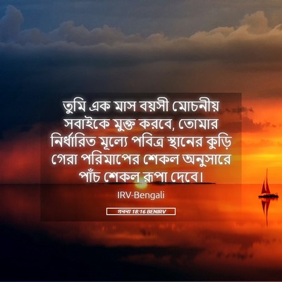 Picture 05 - গননা 18:16 BENIRV - তুমি এক মাস বয়সী - Bible Verse Picture