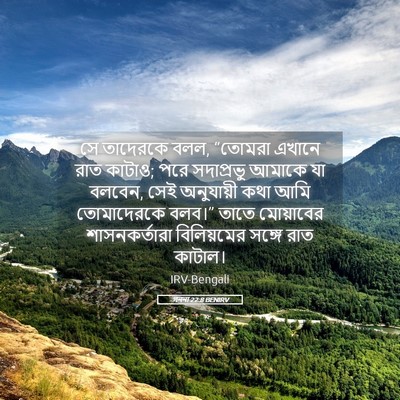 Picture 05 - গননা 22:8 BENIRV - সে তাদেরকে বলল, - Bible Verse Picture