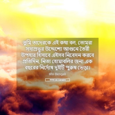Picture 05 - গননা 28:3 BENIRV - তুমি তাদেরকে এই - Bible Verse Picture