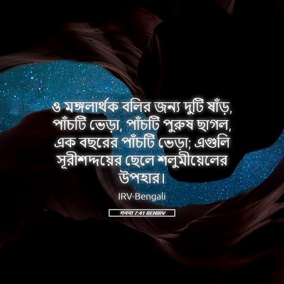 Picture 05 - গননা 7:41 BENIRV - ও মঙ্গলার্থক বলির - Bible Verse Picture