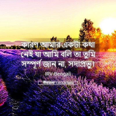Picture 05 - গীতমালা 139:4 BENIRV - কারণ আমার একটা কথা - Bible Verse Picture