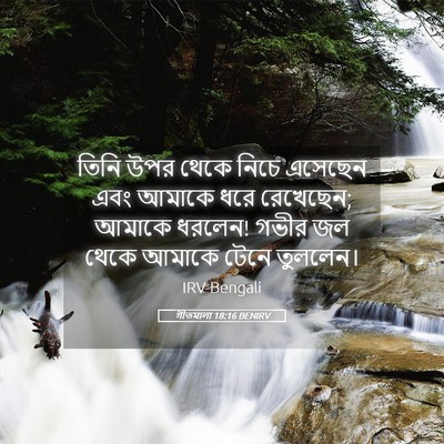 Picture 05 - গীতমালা 18:16 BENIRV - তিনি উপর থেকে নিচে - Bible Verse Picture