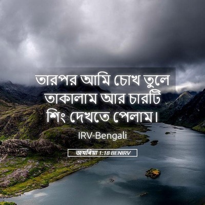 Picture 05 - জখৰিয়া 1:18 BENIRV - তারপর আমি চোখ তুলে - Bible Verse Picture