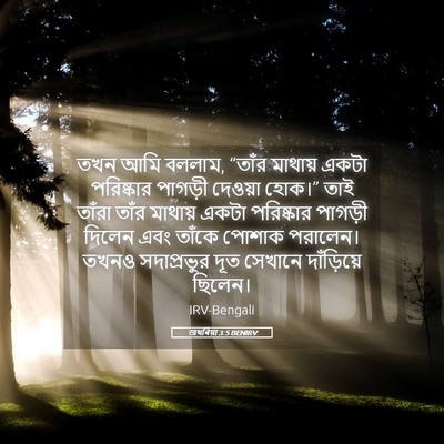 Picture 05 - জখৰিয়া 3:5 BENIRV - তখন আমি বললাম, - Bible Verse Picture