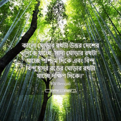 Picture 05 - জখৰিয়া 6:6 BENIRV - কালো ঘোড়ার রথটা - Bible Verse Picture