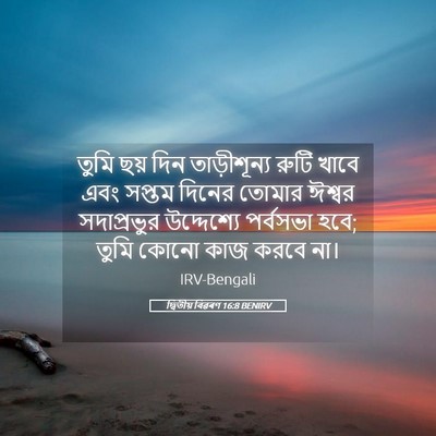 Picture 05 - দ্বিতীয় বিৱৰণ 16:8 BENIRV - তুমি ছয় দিন - Bible Verse Picture