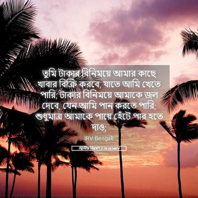 Picture 05 - দ্বিতীয় বিৱৰণ 2:28 BENIRV - তুমি টাকার - Bible Verse Picture