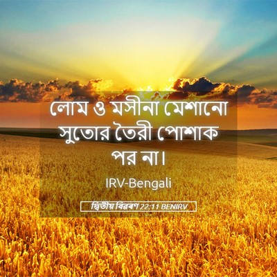 Picture 05 - দ্বিতীয় বিৱৰণ 22:11 BENIRV - লোম ও মসীনা মেশানো - Bible Verse Picture