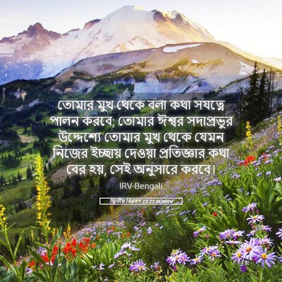Picture 05 - দ্বিতীয় বিৱৰণ 23:23 BENIRV - তোমার মুখ থেকে বলা - Bible Verse Picture