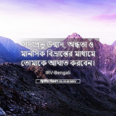 Picture 05 - দ্বিতীয় বিৱৰণ 28:28 BENIRV - সদাপ্রভু উন্মাদ, - Bible Verse Picture
