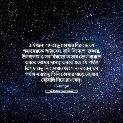 Picture 05 - দ্বিতীয় বিৱৰণ 28:48 BENIRV - এই জন্য সদাপ্রভু - Bible Verse Picture