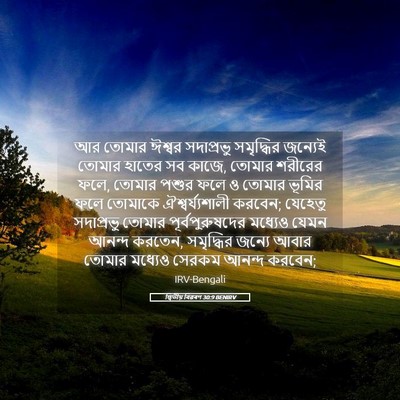 Picture 05 - দ্বিতীয় বিৱৰণ 30:9 BENIRV - আর তোমার ঈশ্বর - Bible Verse Picture