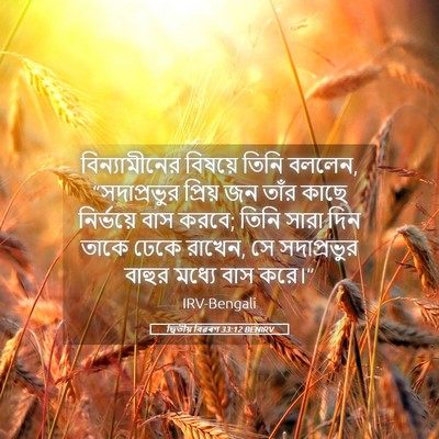 Picture 05 - দ্বিতীয় বিৱৰণ 33:12 BENIRV - বিন্যামীনের - Bible Verse Picture