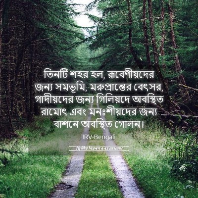 Picture 05 - দ্বিতীয় বিৱৰণ 4:43 BENIRV - তিনটি শহর হল, - Bible Verse Picture