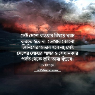 Picture 05 - দ্বিতীয় বিৱৰণ 8:9 BENIRV - সেই দেশে খাওয়ার - Bible Verse Picture