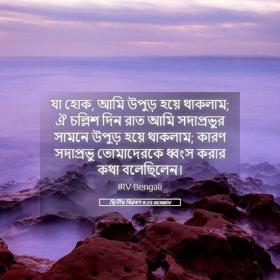 Picture 05 - দ্বিতীয় বিৱৰণ 9:25 BENIRV - যা হোক, আমি উপুড় - Bible Verse Picture