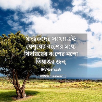 Picture 05 - নহিমিয়া 7:39 BENIRV - যাজকদের সংখ্যা এই: - Bible Verse Picture