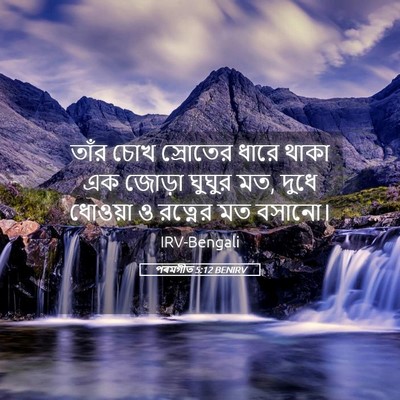 Picture 05 - পৰমগীত 5:12 BENIRV - তাঁর চোখ স্রোতের - Bible Verse Picture