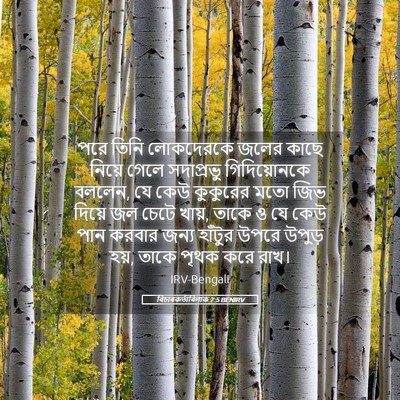 Picture 05 - বিচাৰকর্তাবিলাক 7:5 BENIRV - পরে তিনি লোকদেরকে - Bible Verse Picture