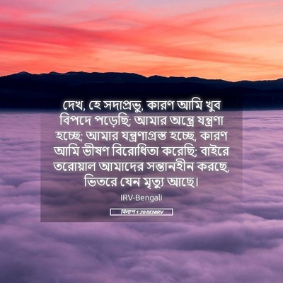 Picture 05 - বিলাপ 1:20 BENIRV - দেখ, হে সদাপ্রভু, - Bible Verse Picture