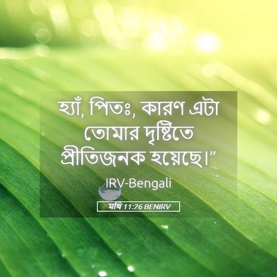 Picture 05 - মথি 11:26 BENIRV - হ্যাঁ, পিতঃ, কারণ - Bible Verse Picture
