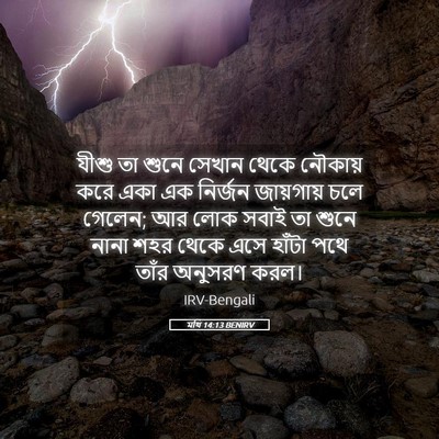 Picture 05 - মথি 14:13 BENIRV - যীশু তা শুনে সেখান - Bible Verse Picture