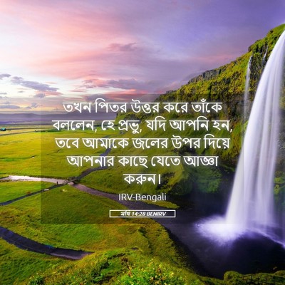 Picture 05 - মথি 14:28 BENIRV - তখন পিতর উত্তর করে - Bible Verse Picture
