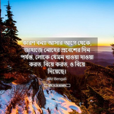 Picture 05 - মথি 24:38 BENIRV - কারণ বন্যা আসার - Bible Verse Picture