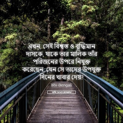 Picture 05 - মথি 24:45 BENIRV - এখন, সেই বিশ্বস্ত ও - Bible Verse Picture