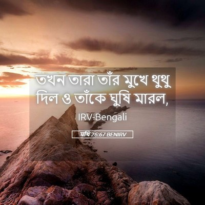 Picture 05 - মথি 26:67 BENIRV - তখন তারা তাঁর মুখে - Bible Verse Picture