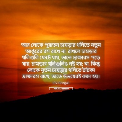 Picture 05 - মথি 9:17 BENIRV - আর লোকে পুরাতন - Bible Verse Picture
