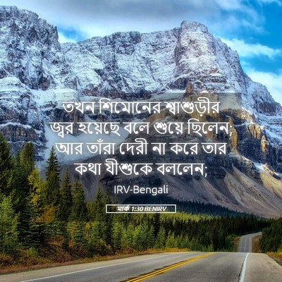 Picture 05 - মার্ক 1:30 BENIRV - তখন শিমোনের - Bible Verse Picture