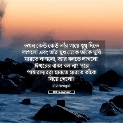 Picture 05 - মার্ক 14:65 BENIRV - তখন কেউ কেউ তাঁর - Bible Verse Picture