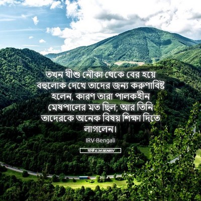 Picture 05 - মার্ক 6:34 BENIRV - তখন যীশু নৌকা থেকে - Bible Verse Picture