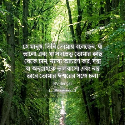 Picture 05 - মীখা 6:8 BENIRV - হে মানুষ, তিনি - Bible Verse Picture