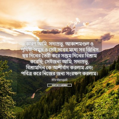 Picture 05 - যাত্ৰা 20:11 BENIRV - কারণ আমি, সদাপ্রভু, - Bible Verse Picture
